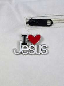 I Love Jesus 心形胸針－信仰字母別針，適用於包包、夾克配件禮物 - 彩色 - 查看 2