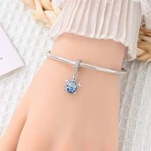 1pc S925 Sterling Silver Ocean Theme DIY Pendant Bead, Sea Turtle, Octopus, Shell, Starfish Multiple Styles, Transparent Blue Enamel With Colorful Zirconia Inlay, Comes With Gift Box, Suitable For Bracelet And Necklace Assembly, Fresh Summer Beach Style Versatile Silver Jewelry Accessory - Multicolor - View 6