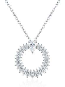 1 pieza Collar de Plata de Ley 925 con Moissanita Color D, Joyería Elegante y de Lujo, Regalo Adecuado para Compromiso, Boda, Aniversario, Cumpleaños, Navidad - Plateado - Ver 8