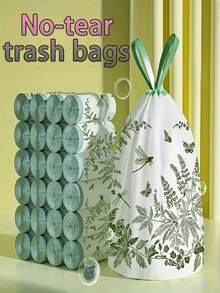 50/100/200pcs Printed Drawstring Trash Bags, Suitable For Halloween, Christmas Party Cleaning, With Built-In Drawstring, Easy To Pack And Collect, Holiday Gathering, Quick Waste Disposal, Disposable Home Cleaning Supplies - Multicolor - View 1