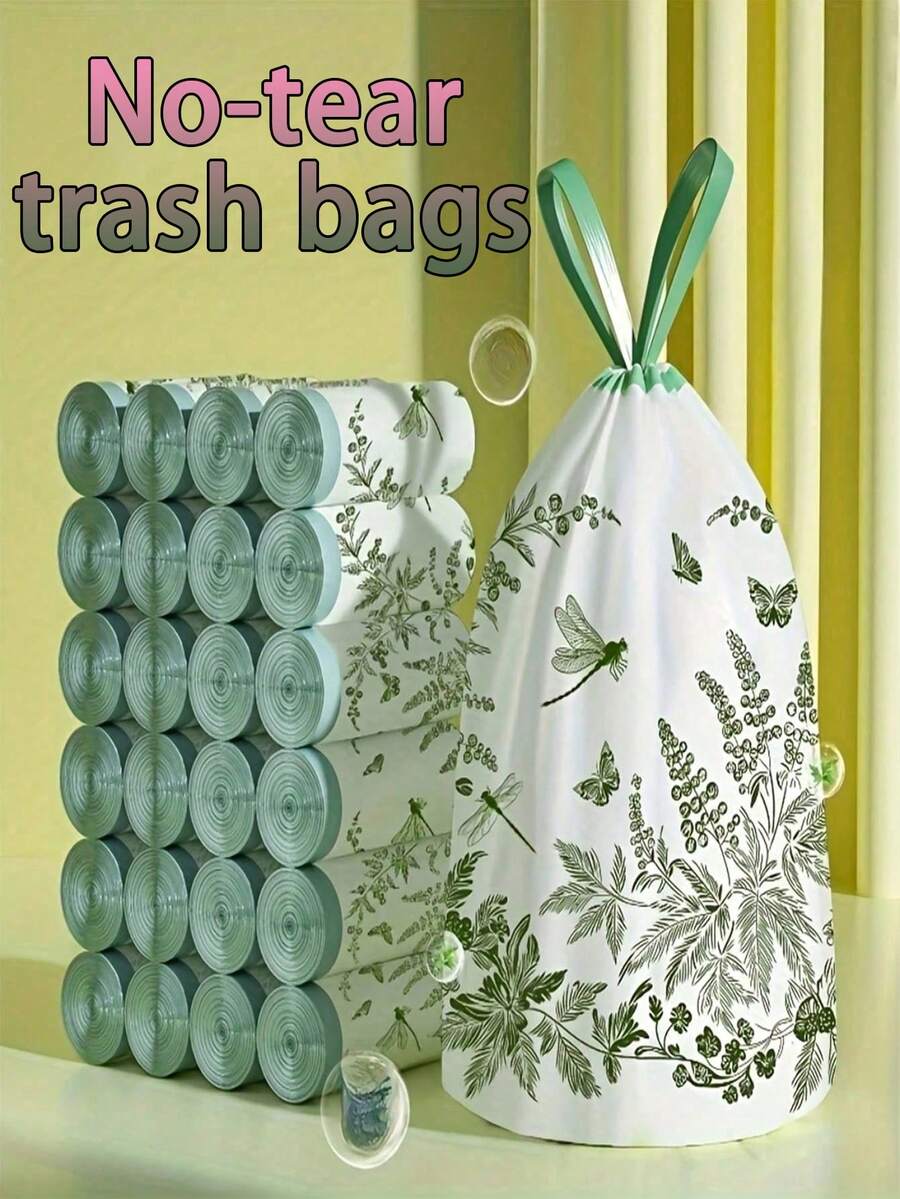50/100/200pcs Printed Drawstring Trash Bags, Suitable For Halloween, Christmas Party Cleaning, With Built-In Drawstring, Easy To Pack And Collect, Holiday Gathering, Quick Waste Disposal, Disposable Home Cleaning Supplies - Multicolor - View 1