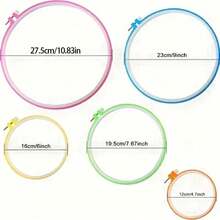 5pcs/Set Colorful Embroidery Hoops, Mixed Color Embroidery Rings, 4-10 Inch Round Plastic Embroidery Frames, Adjustable Tension, Suitable For DIY Crafts, Handmade Materials, Sewing Projects, Embroidery Accessories, Essential For Craft Enthusiasts - Multicolor - View 5