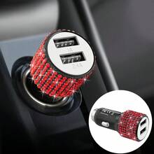 Sparkling Rhinestone Car Charger, Diamond 3-In-1 Retractable Charging Cable, USB Fast Charging Cable, Cute Women's Style, Suitable For IPhone, Dash Cam, GPS, Holiday/Birthday Gift - Multicolor - View 22