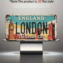 2D Flat - 1pc Vintage London Metal License Plate Decor And Ornament | For Decoration Only, Suitable For Home, Porch, Patio, Backyard, Garage, Cafe, Office, Ideal Holiday Gift (Random Style) - A - View 8