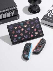 Cailai Colorful Graffiti Heart Print Switch 2 (2025)/Switch NS/Switch OLED Game Console Accessory Set, Game Console Protective Case/Storage Bag, TPU Soft Shell/Hard Shell Detachable Stand, Beautiful & Practical, Portable Stand, Travel Friendly, Anti-Drop, Anti-Scratch, Stain Resistant, Fashionable Romantic Gift - View 4