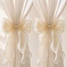 1/4 Pack French Style Bow Curtain Tiebacks, Sheer Satin Ribbon Curtain Tiebacks, Multi-Color No-Drill Curtain Tiebacks, Suitable For Semi-Sheer And Regular Curtains, For Bedroom, Living Room, Romantic Home Decor - Multicolor - View 7