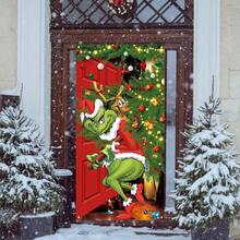 The Grinch 1件 快樂格林奇聖誕節橫幅，聚酯纖維，新年聖誕家居派對裝飾 - 查看 3