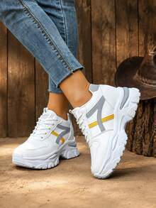 Women's Chunky Sneakers Fashionable Versatile Casual - Grey - View 5