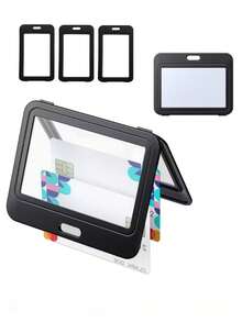 ID Badge Holder With Double Sided Window Hard Plastic Case Card Protector Pocket For Office School ID Credit Card Key Card Driver License&Pass - Multicolor - View 11