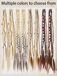 2pcs Handmade Bohemian Style 20 Inch Clip-In Hair Extensions, Bohemian Dreadlock Style, With Daily Wear Beads And Exquisite Accessories, With Claw Clips,Halloween - Multicolor - View 4