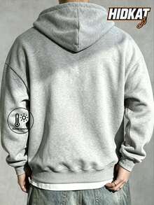 Men's Thin Fleece Hooded Sweatshirt Jacket, Casual Commuter Top, Basic Style For Sports, Fitness, Home Wear And Running, Autumn/Winter - Grey - View 2