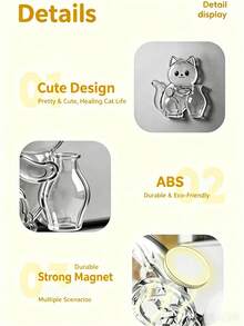 Cute Cat Shaped Fridge Magnet Cat Fur & Whisker Collector, Holeless Pet Hair & Whisker Memorial Keepsake Container, Unique Decorative Gift For Cat Lovers, Essential For Cat Moms, Unique Gift, Pet Memorial - Transparent - View 10