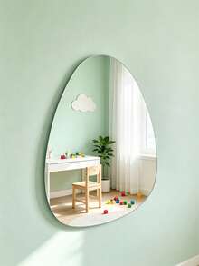1 Piece Irregular Round Pattern Mirror Wall Sticker, Acrylic Material, Easy Installation, Kids Room Decorative Mirror, Home Decor, Wall Art - Silver - View 1