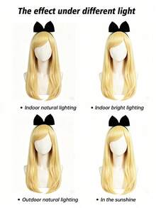 Soft Straw Blonde Silky Mid-Part Wig Heat Resistant Hair Ideal For Luxury Palace Masquerade Fantasy Princess Costume Cosplay Wig - Gold - View 9