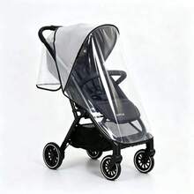 Universal Stroller Rain Cover - Waterproof & Windproof Travel Weather Shield, Thick & Durable, Dust & Snow Proof, Breathable Mesh For Clear View - Black Edge-transparent Frosted Rain Cover - View 7