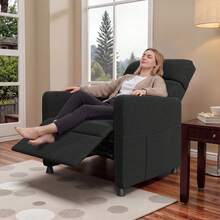 Devoko Adjustable Recliner With Reclining Function, Remote Control, Infinitely Adjustable Backrest And Footrest, Side Pocket, Polyester Fiber, Gray/Dark Gray/Black - 查看 1