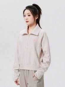 adidas HALF ZIP SWEATSHIRT Longgar Anti-statis Olahraga Kasual Pullover Lengan Panjang untuk Wanita - Baby Pink - View 1