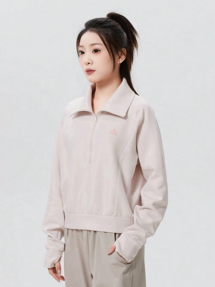 adidas HALF ZIP SWEATSHIRT Longgar Anti-statis Olahraga Kasual Pullover Lengan Panjang untuk Wanita - Baby Pink - View 1
