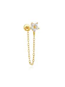 1pc 925 Sterling Silver Tassel Ear Studs For Women, Classic Cartilage Ear Bone Studs, Spiral Ear Studs, Flat Back Design, Suitable For Daily Wear And Party, Fine Jewelry - Gold - View 9