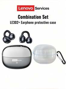 Tai nghe Bluetooth Lenovo LE302 có vỏ bảo vệ trong suốt, kiểu móc tai, âm thanh vòm hở tai, âm thanh chất lượng cao, độ trễ thấp, âm nhạc, chơi game, âm thanh định hướng, khử tiếng ồn ENC, cuộc gọi rõ ràng, tai nghe không dây để chạy bộ - Vỏ bảo vệ nhiều màu + trong suốt - Xem 7