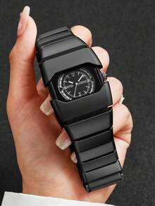 Women's Gift Watch With Asymmetrical Digital Dial, Personalized Creative Fashion Casual Quartz Watch, Gift For Friends (1pc/Set) Watch Box Not Included - Black - View 2