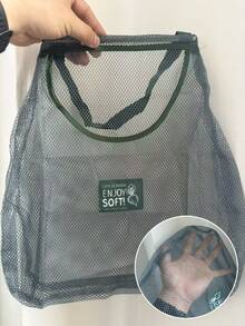 1pc Large Capacity Double Layer Hanging Mesh Storage Bag, Reusable, Suitable For Storing Fruits And Vegetables, Washable, Can Be Hung On Wall, Also Used For Storing Garlic, Potatoes, Onions Or As Food Pantry Storage Bag, Suitable For Kitchen, Kitchen Storage Supplies. - Dark Green - View 4