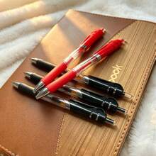 Set 9 buah berisi 5 pulpen gel merah yang dapat ditarik + 4 isi ulang merah, ujung peluru 0,5 mm, pulpen tanda tangan dengan tulisan halus, tahan aus, kapasitas besar, berbahan dasar air, alat tulis kantor dan pelajar. - 5 pulpen tombol tekan merah + 4 isi ulang pulpen - View 6