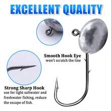 50pcs Jigger Head Hooks 1.5g 2g 2.5g 3g 3.5g High Strength Sharp Point Double Barb Gear Lure Fishing Tackle, Suitable For Soft Worm Crank Bait - Grey - View 2