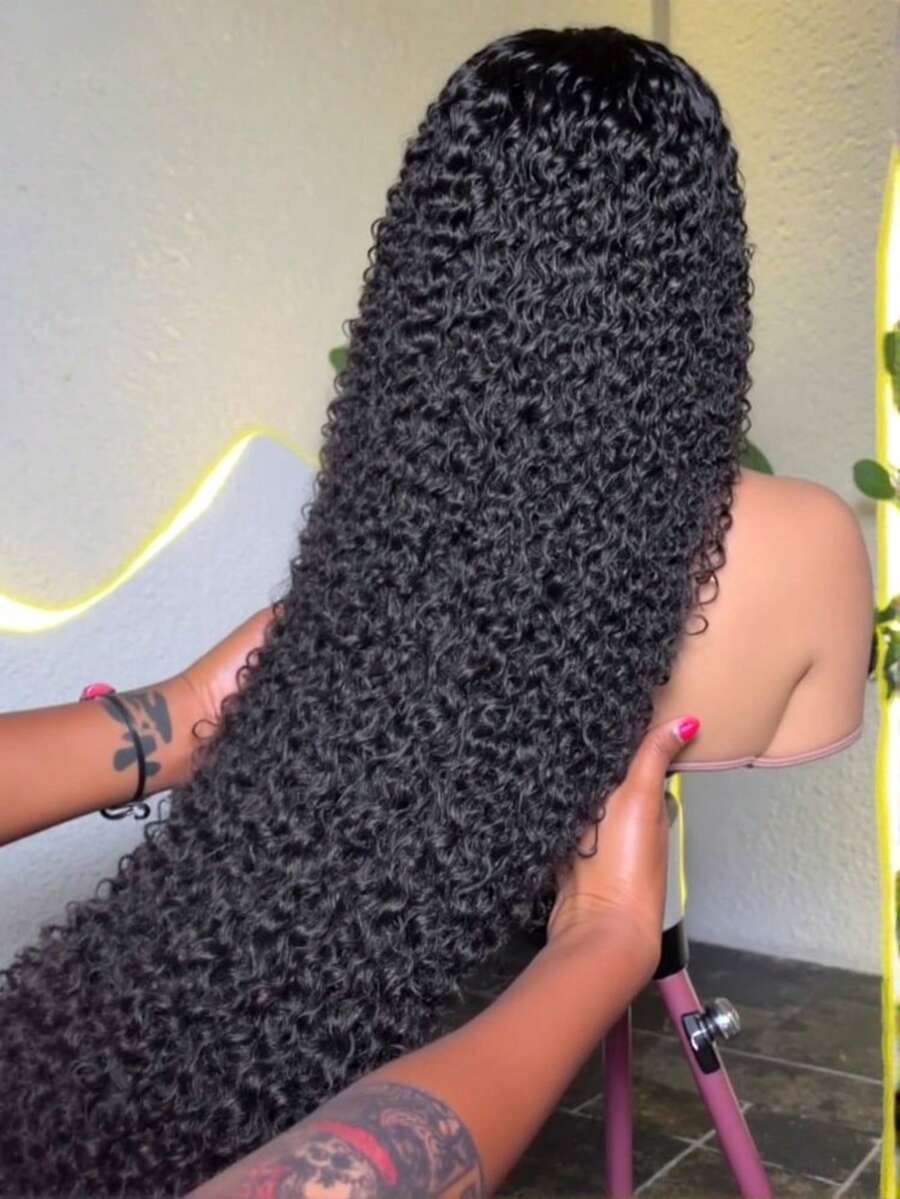 Uveous Jerry Curly Wig HD Transparent Lace Frontal Wig Deep Part 13x4 Lace Front Wig Human Hair 200 Density Remy Brazilian Human Hair Pre Plucked With Baby Hair Natural Color Halloween Season - Natural Black Wig - 查看 1