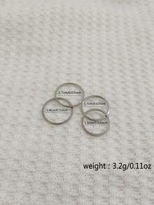 Tkool 4pcs Minimalist Stainless Steel Polished Plain Band Knuckle Rings Set For Women - Silver - View 5