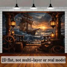 1pc 2D Flat Banner, Pirate Treasure Background Cloth, Suitable For Indoor Photo Backdrop, Party Decoration, Home Decor, No Power Required - 1 - View 35