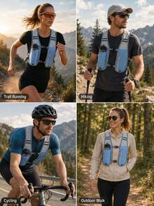 Lightweight Running Water Bottle Vest With Phone Pocket, Cycling Backpack With Multi-Functional Storage And Adjustable Water Bladder, Suitable For Running, Cycling, Hiking, Marathon And Fitness, Unisex - Multicolor - View 8