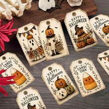 Vintage Halloween Gift Tags, 5 Styles Natural Ghost Pumpkin Candy Corn Hanging Labels, 20pcs/50pcs Vintage Halloween Gift Packaging Tags, Party Decorations, Holiday Atmosphere Props, Party Props, Party Favors - Multicolor-a - View 6