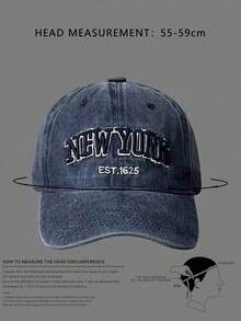 1件刺繡NEW YORK棒球帽，戶外可調節防曬休閒帽，適合男孩女孩，春秋旅行、海灘度假遮陽帽 - 藏青 - 查看 4
