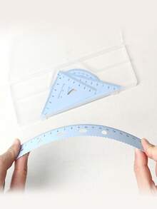 4pcs Multifunctional Geometric Ruler Set, Includes Protractor, Triangle Ruler, Straight Ruler, Manual Measuring Drawing Tools, With Storage Box, Multiple Colors Available: Pink, Black, Light Blue, Suitable For School, Woodworking, DIY, Teacher Gifts, Back To School Season And More - A - View 6