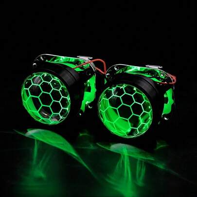 2.5 Inch RGB APP LED Devil Eyes Blue Honeycomb Bi Xenon Projector Lens H4 H7 Base Use H1 Headlamp Car Motorcycle Assembly