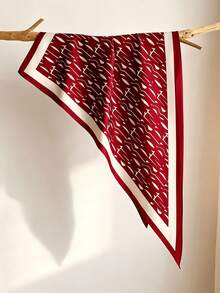 1Pc Retro Abstract Geometric Printed Satin Scarf, Multi Wear Neck Wrap Shawl Fashion Accessory For Ladies,Halloween - Multicolor - View 6