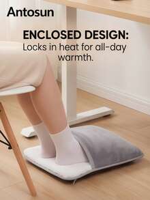 Antosun 1Pc 2 In 1 Zipper USB Foot Warmer With Skin Friendly Velvet Plush Lining Constant Temperature Heating Pad, Foldable Washable Enclosed Foot Heating Cushion For Bedroom Sofa Bed Winter Household Warm Supplies - A - View 2