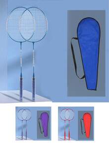 Adult Badminton Racket Set, 2pcs, Durable Offensive Badminton Racket, Lightweight Sports Training Badminton Kit, Suitable For Indoor And Outdoor Matches - Multicolor - View 1