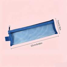 10pcs (Random Color) Semi-Transparent Mesh Zipper Pencil Case, Thickened Wear-Resistant Multi-Layer Mesh Stationery Bag, Simple Storage Bag, Stationery Bag, Back To School Season - A - View 6