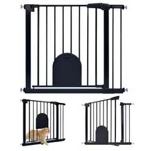Treppenschutzgitter Türschutzgitter Ohne Bohren Treppengitter mit Katzentür Haustiertür, Selbstschließend, Einhändiges Öffnen Metall Gitter - Schwarz - Übersicht 13
