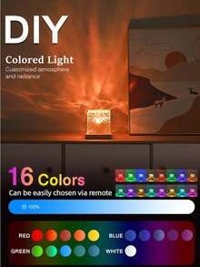 1pc Cylindrical Water Ripple Projection Lamp, Colorful Ocean Wave Light Night Light | Suitable For Bedroom, Bedside, Dorm, Room Decor | USB Powered - Multicolor - View 15