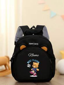 Mini Customizable Cartoon Bear Football Backpack Nylon Zipper Bag With Adjustable Shoulder Strap For School, Toddler Backpack - Multicolor - View 12