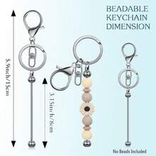 1/3/6/12/24/36pcs Beaded Keychain Straps, Alloy Blank Beaded Keychain DIY Keychain Accessories Kit, For Pendant Beads DIY Keychain Making Supplies Jewelry Making Gifts - One Size - View 3