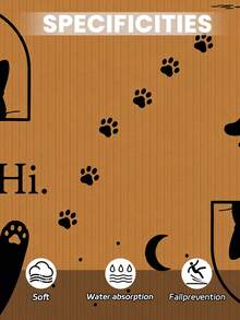1pc Outdoor Anti-Slip Door Mat With Pet Cat Cartoon Pattern, Indoor Carpet, Bathroom Mat, Kitchen Mat, Decorative Rug, Multi-Functional Hallway Mat, Soft And Comfortable, Easy To Clean, Suitable For Indoor And Outdoor Entryway, Bedroom, Home Decor - Multicolor - View 5