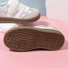 1 Paar Mädchen Trainingsschuhe mit Blumenmuster, Spitze und Pailletten, Klettverschluss, vielseitiger neuer Stil, atmungsaktive Freizeitschuhe für Kinder für Schule, Park, Einkaufen - Weiss - Übersicht 8