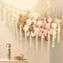 Large Plush Animal Hanging Storage Hammock Net - Plush Animal Corner Hammock Net - Hanging Plush Animal Storage Rack, Nursery Decor - Beige - View 4