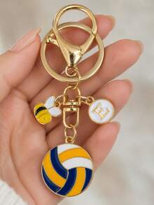 Personalized Volleyball Keychain Gift, Suitable For Girls, Bags, Car Decor, Back To School Gift Choice, Women's Keychain, Sports Style Volleyball Bee Keychain, Car Keychain, Key Chain, Holiday Gift, Daily And Holiday Accessory - Volleyball Bee - View 5