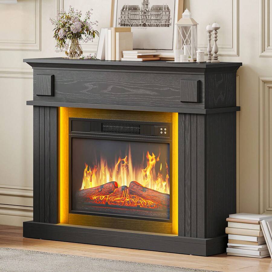 BALCONERA 39 Inch Freestanding Electric Fireplace With Realistic LED Flame Effect, Portable Cosy Fire For Living Room/Bedroom Decor - UK Plug(220-240V) - View 1