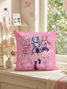 1/2pcs K-POP Pink Print Cushion Cover/Pillowcase (Without Insert), Single-Sided Print, Soft Breathable Skin-Friendly Durable, Home Decor, Dorm Decor, All Season, Machine Washable, Autumn Decor, Dorm Bedding - Multicolor - View 5